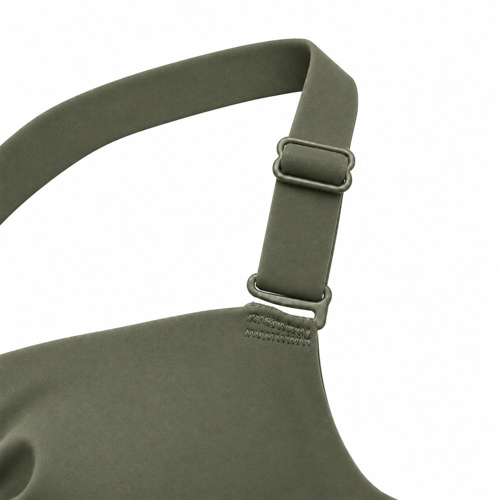 Herfur Everyday Comfort Bra in Italian Basil — adjustable strap detail