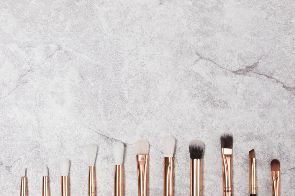 Close-up of soft makeup brush tips